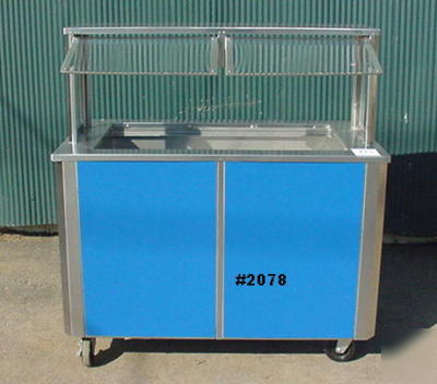  moble ice-cooled salad bar cart w/ sneeze guard-shelf