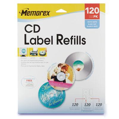 Memorex 32020424 cd white matte labels 120 pack 00424
