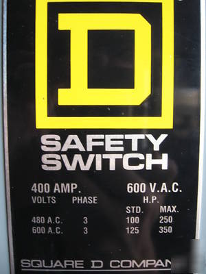 Square d disconnect switch 400 amp 600V H365N