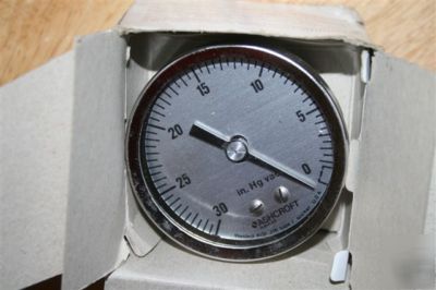 Ascroft vacuum gauge,2 1/2 in,30 in hg 25 1009SW 02B