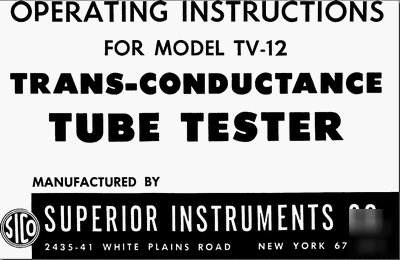 Manual superior tv-12 tube tester checker TV12 free sh