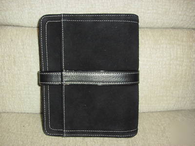 Franklin covey black suede & leather compact sz binder