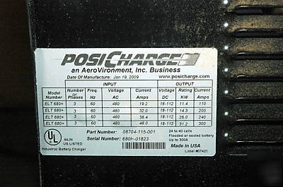 Posicharge elt 680+ fork lift chargers qt. 2 damaged