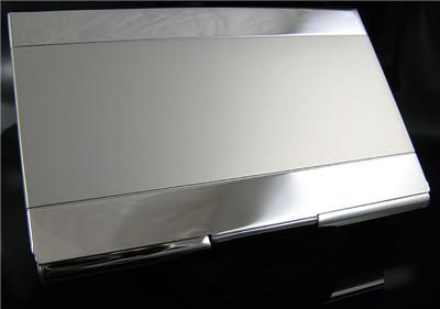 Silver metal matte nickel finished business card case