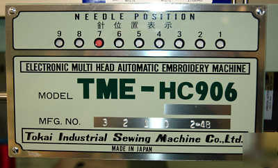Tajima tme-HC906 embroidery machine - 6 head