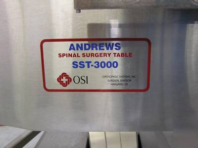 Osi andrews sst-3000 spinal surgery table & accesories