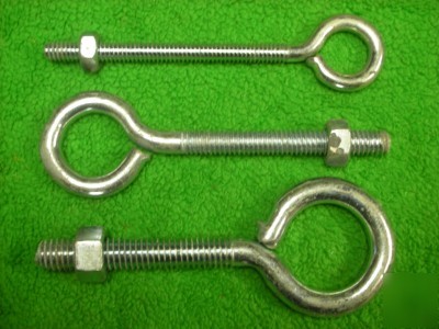 62 zinc plated steel bolt eye bolt 1/4 5/16 3/8 x 4