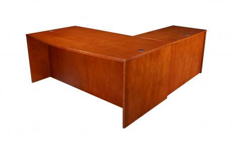 Cherry executive l-shape desk - bow front