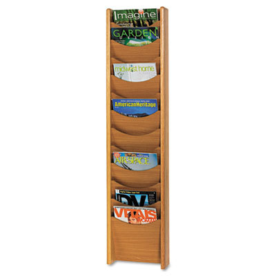 Solid wood wall-mount litratre display rck 12 pcktsoak