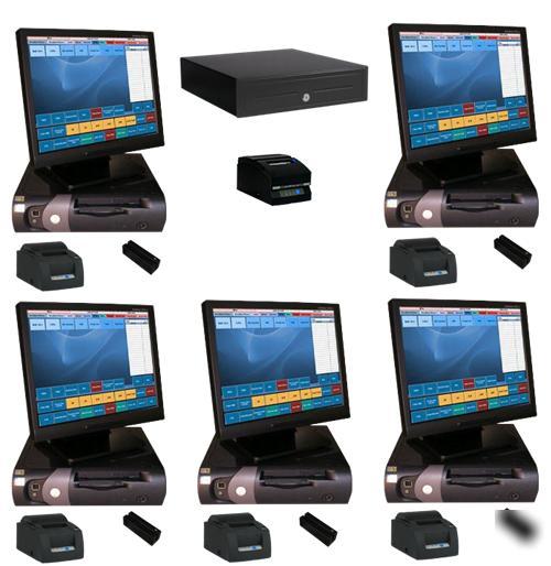 5 stn restaurant / bar touch pos system & software