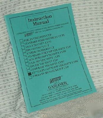 Ez/zahn dip viscosity cups ~gardco~ instruction manual