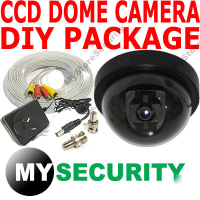 Diy cctv security package, ccd dome camera+cable+power