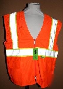 New hi-vis class 2 deluxe surveyor safety vest orange l 