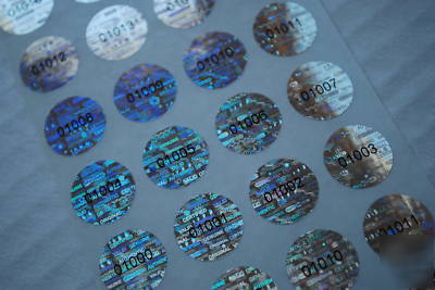 50 round numbered hologram labels stickers seals