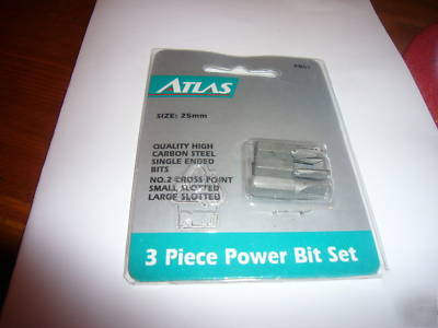 3 piece carbon steel power bit set 25 ml b.o.g.o.f 99P