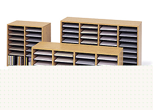 Safco 24 compartment literature organizer cabinet oak