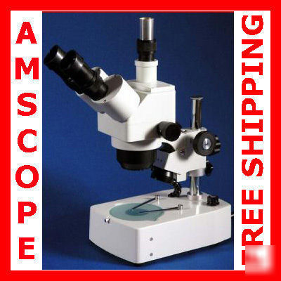 10X-80X trinocular stereo zoom microscope dual halogen