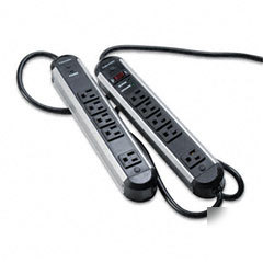 Fellowes 10OUTLET split metal surge protector with two