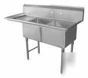 Two compartment sink with one left 18IN drain board