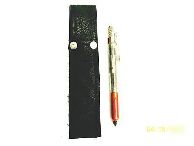 Windshield glass center punch with leather sheath
