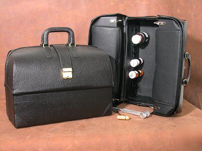 New leather md doctor physician paramedic medical bag 