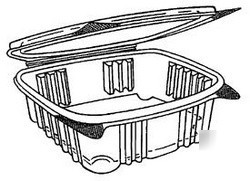 Hinged lid plastic single compartment 24OZ(200) 7 1/4X6