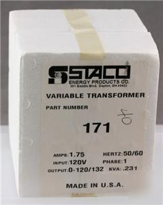 Nos staco variable transformer part 171 1.75 amp 120V
