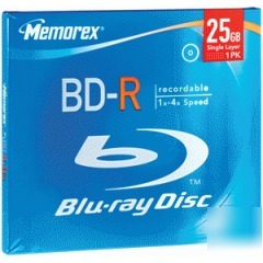 Memorex bluray bdr 4X 25GB 10MM jewel single 97850