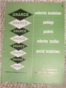 Nib vtg unarco union asbestos catalog-u estos-packings