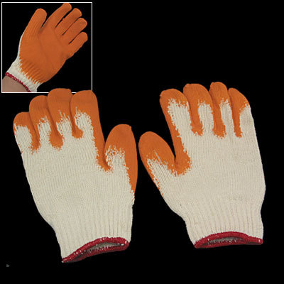 Safety latex rubber palm cotton yarn gloves orange