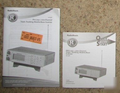 Radio shack pro 2051 mobile base scanner users manual