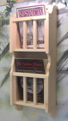 Unfinished pine,magazine literature two pocket holder