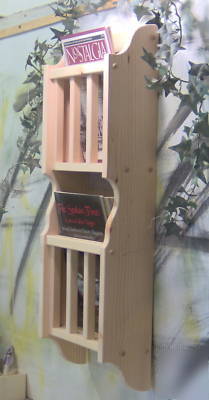 Unfinished pine,magazine literature two pocket holder