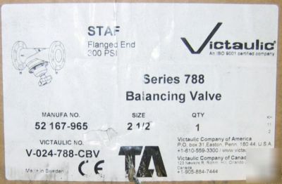New victaulic series 788 ta balancing valve 2-1/2
