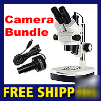 New 7X-45X stereo zoom microscope with 5M camera