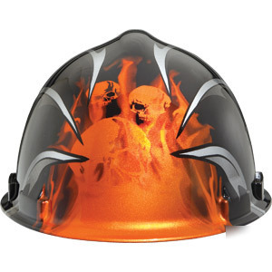 Harley davidson skull and flames construction hard hat