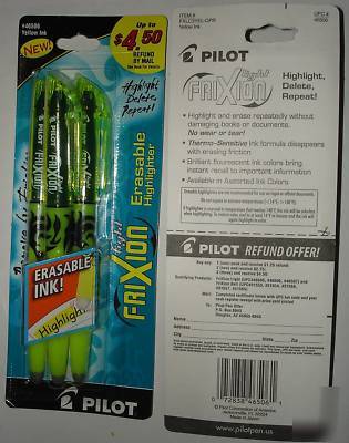 12 yellow pilot frixion light erasable highlighters