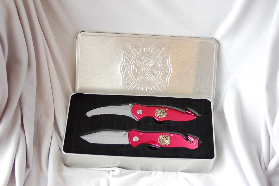 2PC set fire and rescue liner lock knives