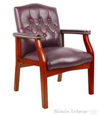 Martha washington burgundy leather side reception chair
