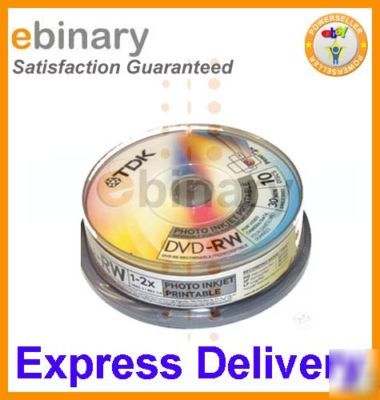 10 tdk dvd-rw blank disc 2X printable 1.4GB 8CM 30MIN 