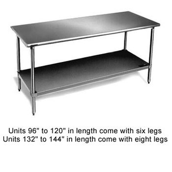 Eagle T3036SEB work table, stainless steel top, undersh