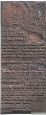 Vintage harley davidson ad copper printing block