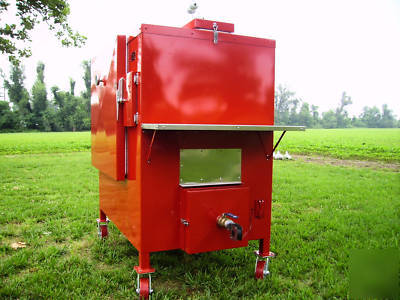 Bbq pit rotisserie smoker insulated gravity assisted