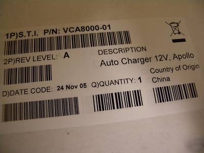 Symbol car cigarette adapter auto charger vca-8000