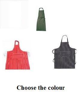 Butchers striped bib apron 100% cotton with pvc lining