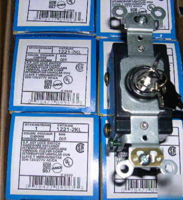Leviton 1221-2KL s/p 20A 120/277 key lock switch, 