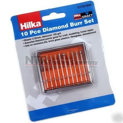 10 pc 150 grit diamond burr bit bits set - 1/10