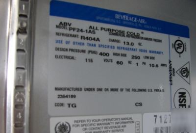 New beverage air single door stainless steel freezer