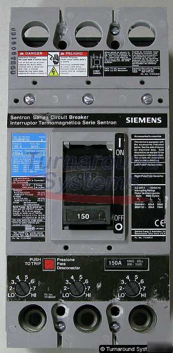 Siemens FXD63B150 breaker, sub-feed kit, 150 amp