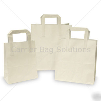 25 white sos take away bags with flat handles - medium